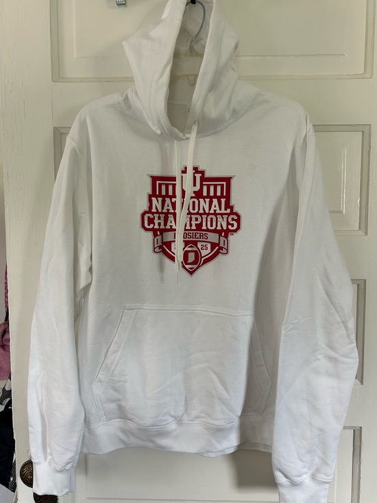 Indiana Other - Indiana University 'National Champions' Hoosiers White Hoodie with Red Logo. Med